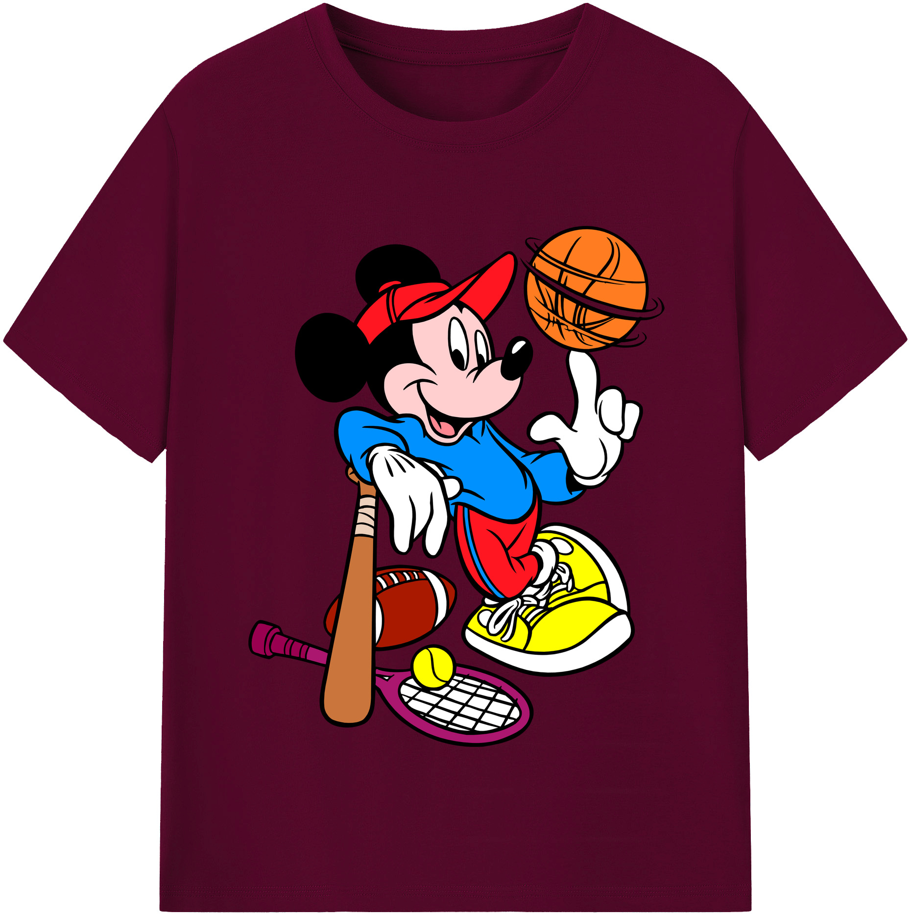 （画像用） ミッキーマウス Mickey Mouse レディースカジュアルプリントTシャツ（綿100％）